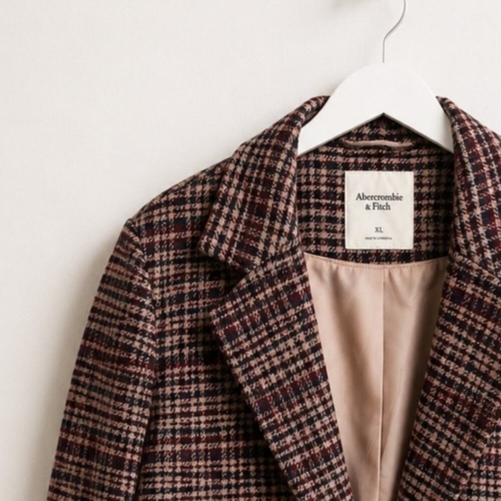 Abercrombie & Fitch Oversized Wool Blend Plaid Blazer Jacket – Women’s XL - Picture 6 of 8